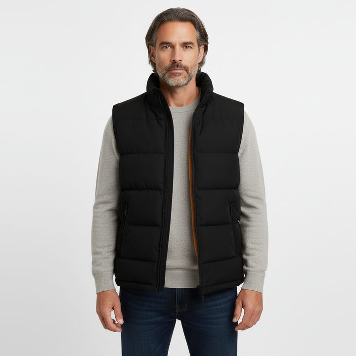 Stylish men's quilted bodywarmer, sleeveless jacket, ideal for winter outdoor activities