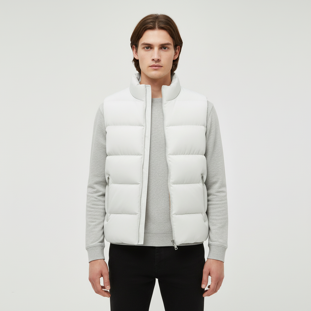 Warm men's bodywarmer vest, black, an essential sleeveless jacket for winter outdoor adventures