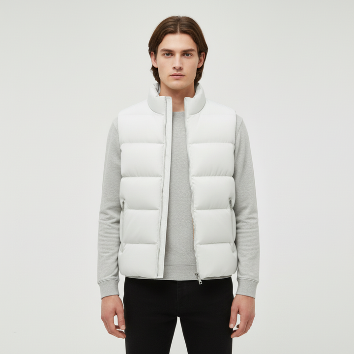 Warm men's bodywarmer vest, black, an essential sleeveless jacket for winter outdoor adventures