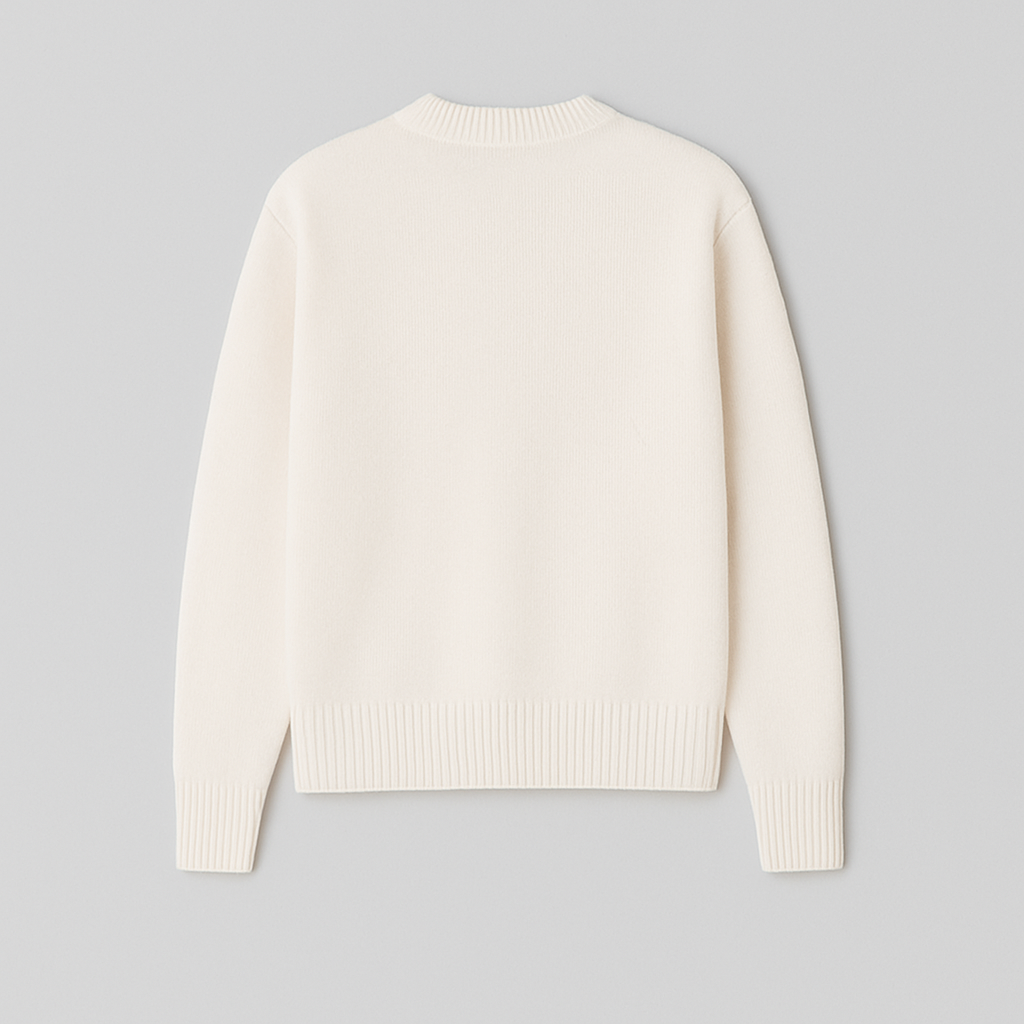 Trendy men's oversized crew neck pullover sweater with a playful heart motif, blending casual comfort and style.