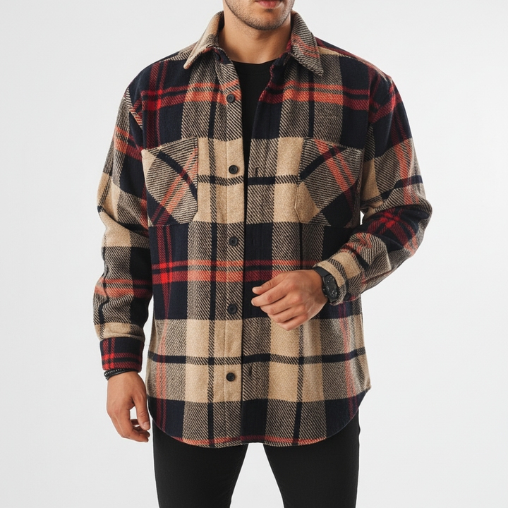 Casual men's long-sleeve top, oversized with a unique diamond pattern, ideal for daily wear