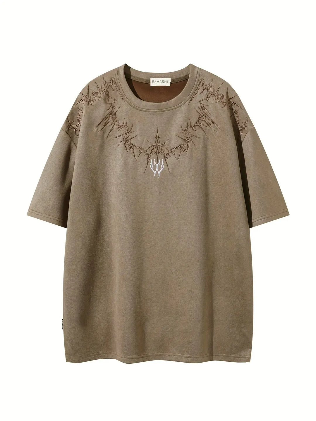 Close-up of comfortable fabric on a men's oversized t-shirt. Soft, relaxed fit for everyday casual style.