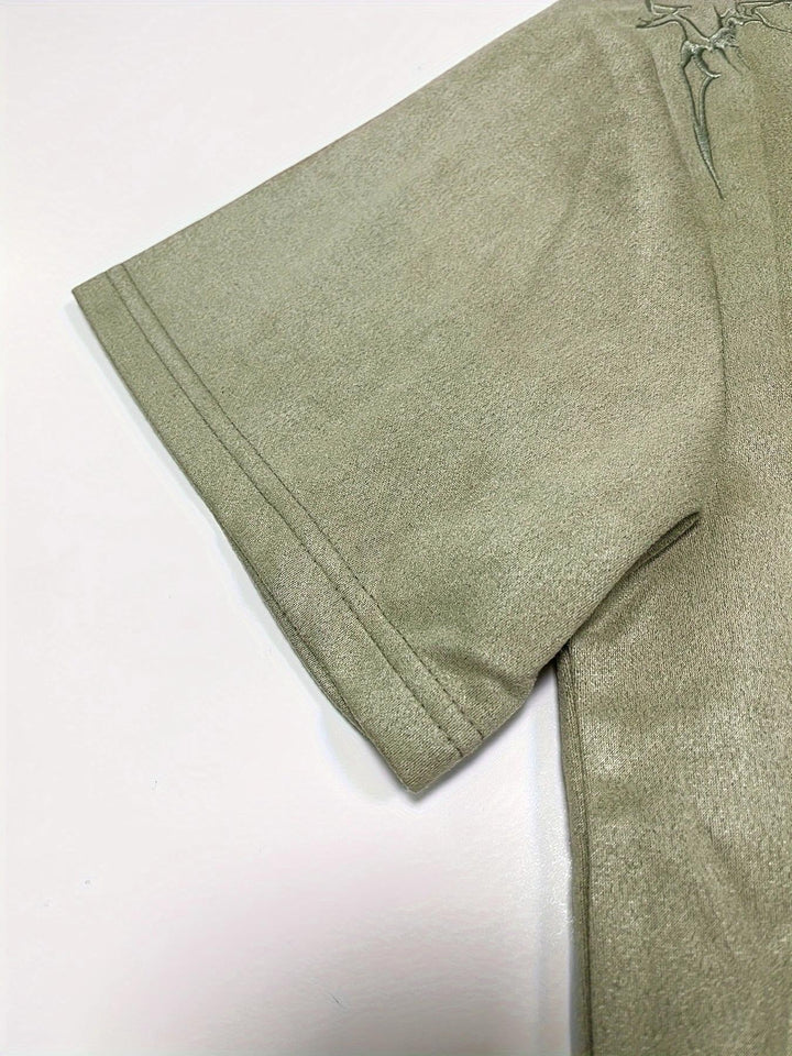 Folded men's oversized t-shirt, a versatile solid color top for comfortable everyday casual wear. Modern style.