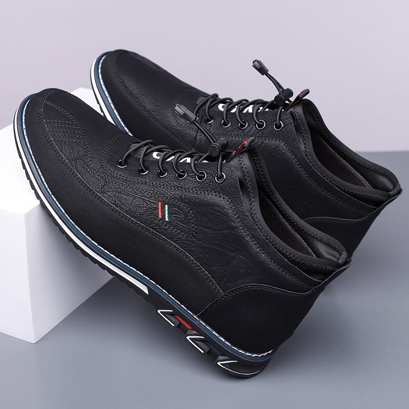 Comfortable men's hi-top Oxford sneakers, barefoot design for natural movement & everyday wear.
