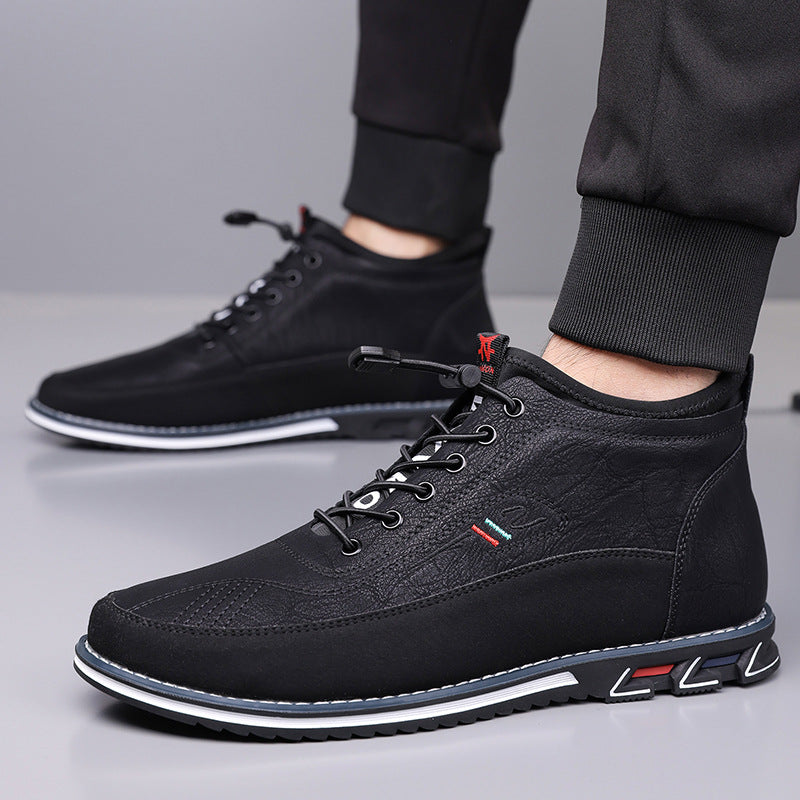 Active lifestyle men's barefoot hi-top sneakers, natural movement with Oxford style and comfort.