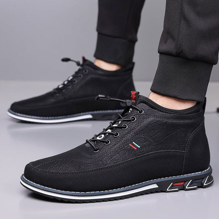 Active lifestyle men's barefoot hi-top sneakers, natural movement with Oxford style and comfort.