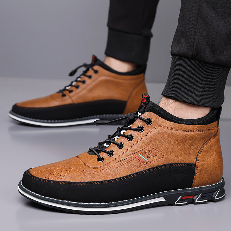 Waterproof Oxford hi-top men's sneakers for an active lifestyle, offering natural barefoot feel.