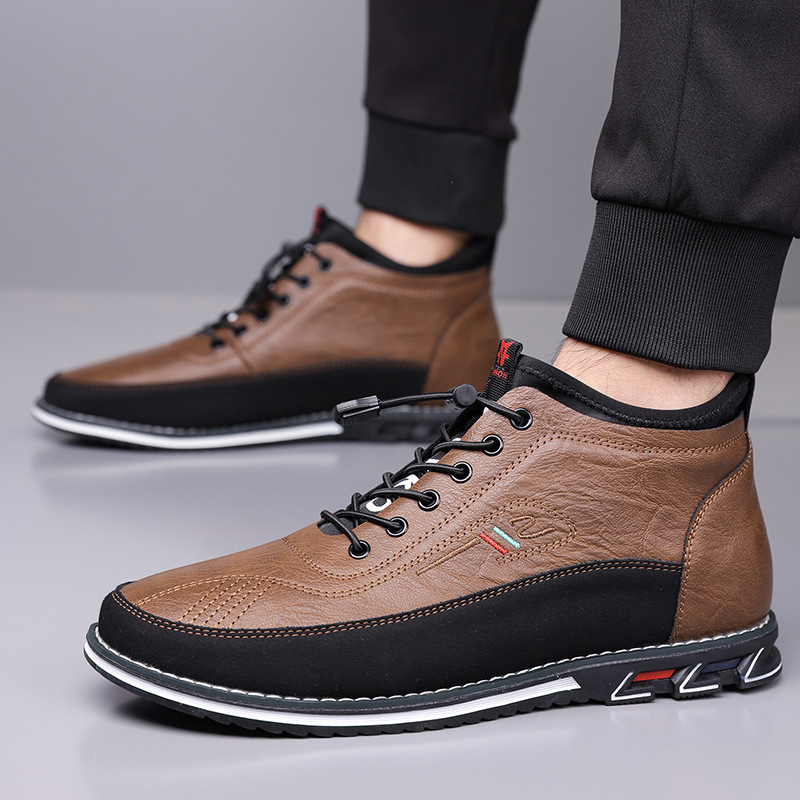Athletic men's waterproof hi-top barefoot sneakers, excellent for natural movement & active use.