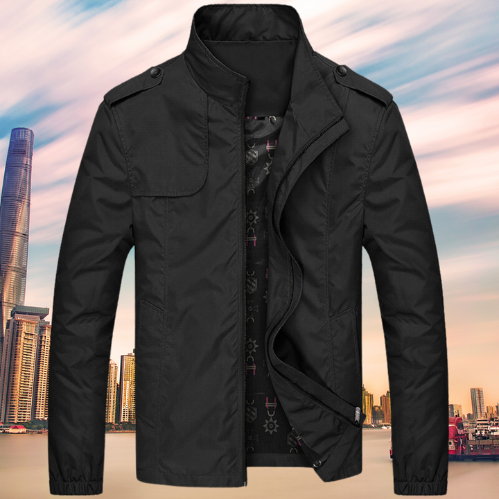 Durable men's Oxford mid-coat. This windproof & waterproof smart casual jacket offers versatile protection.