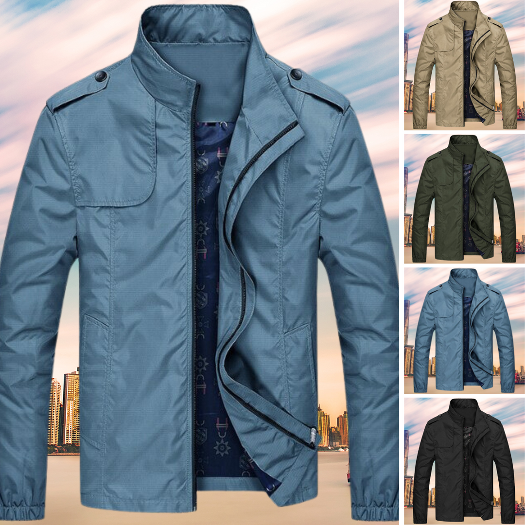Versatile men's Oxford mid-coat, a smart casual waterproof & windproof jacket for dependable everyday wear.
