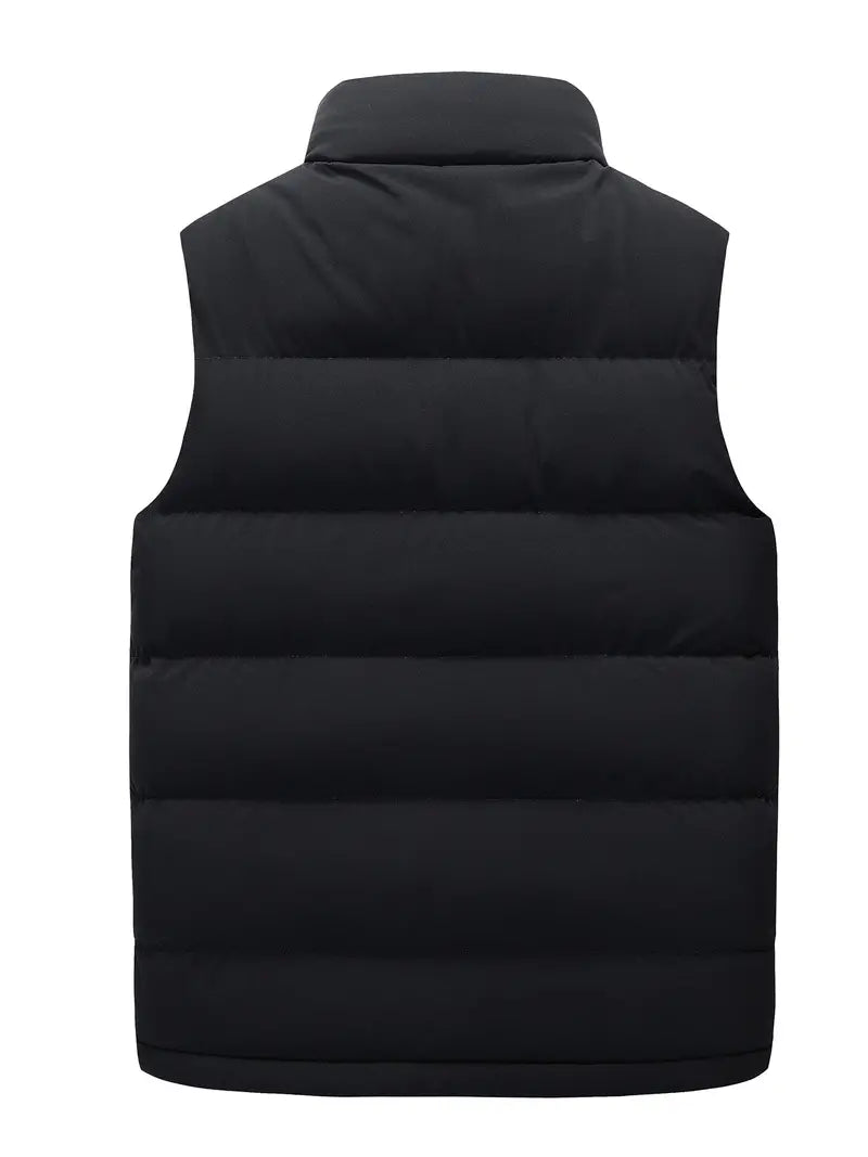 Water-repellent men's padded bodywarmer, lightweight & warm winter vest for cold weather layering.