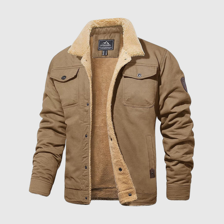 Stylish men's padded bomber jacket, perfect casual outerwear for a warm, rugged winter look.