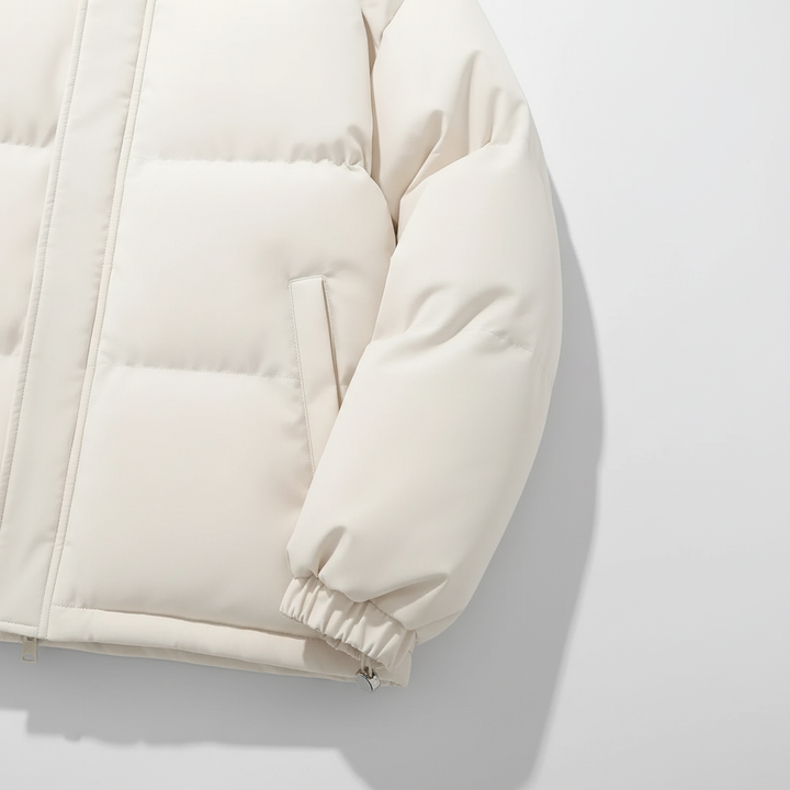 Close-up of a men's thermal outdoor jacket showing padded detail, perfect for winter and outdoor wear.