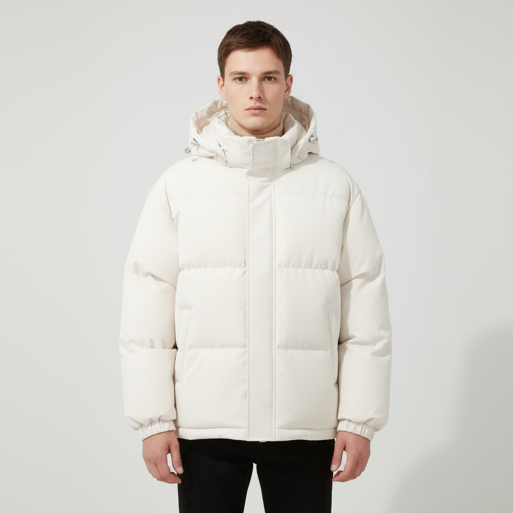 Men's black padded jacket, a versatile and warm winter coat for various outdoor activities.
