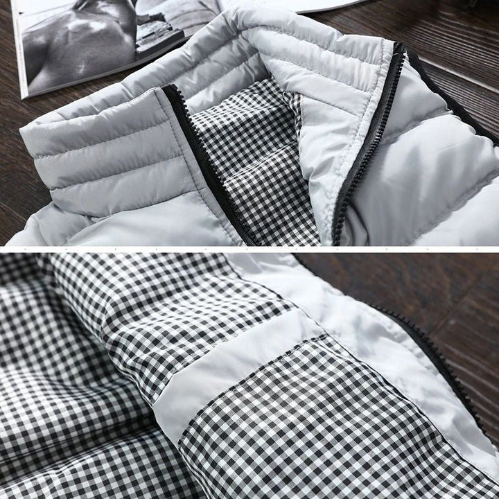 Comfortable men's padded vest. Water-resistant gilet with stand-up collar & practical zippered pockets.