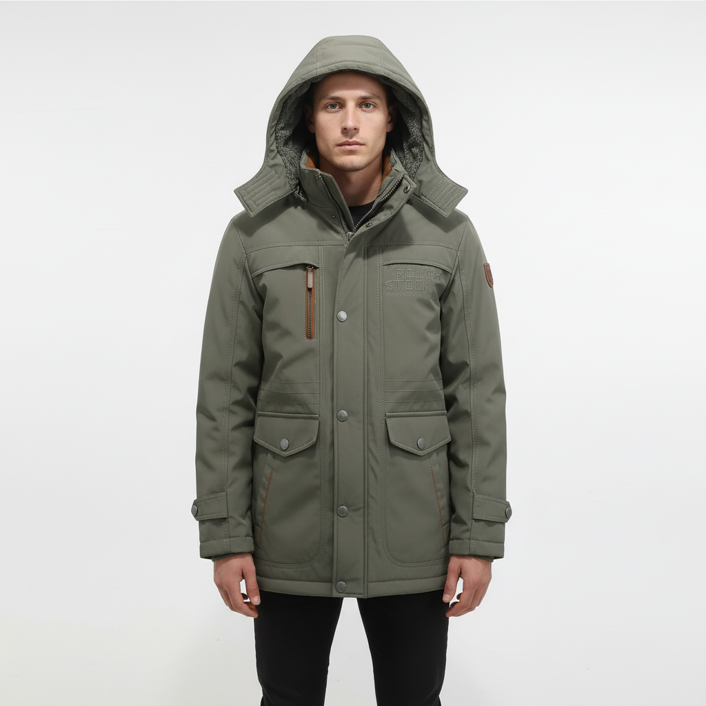 Stylish men's padded waterproof jacket, lightweight and durable outerwear