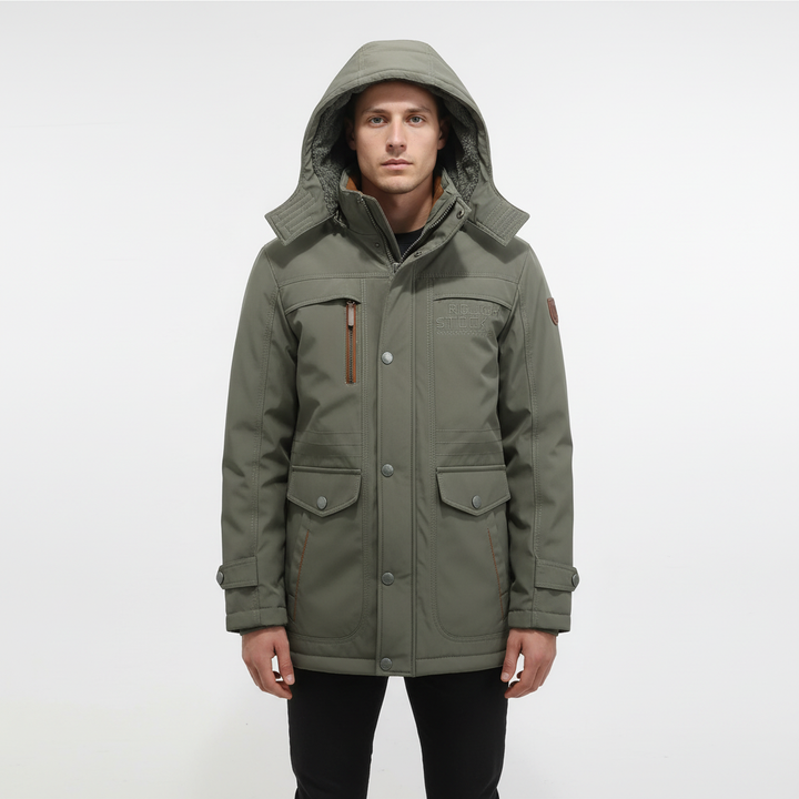 Stylish men's padded waterproof jacket, lightweight and durable outerwear