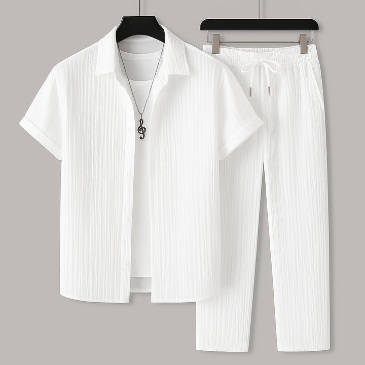 Men's Palermo relaxed fit two-piece outfit. Casual matching set for stylish summer & resort wear.