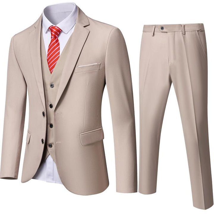 Men's Palermo three-piece suit, sharp style. Tailored formal wear, perfect for business, weddings, and parties.
