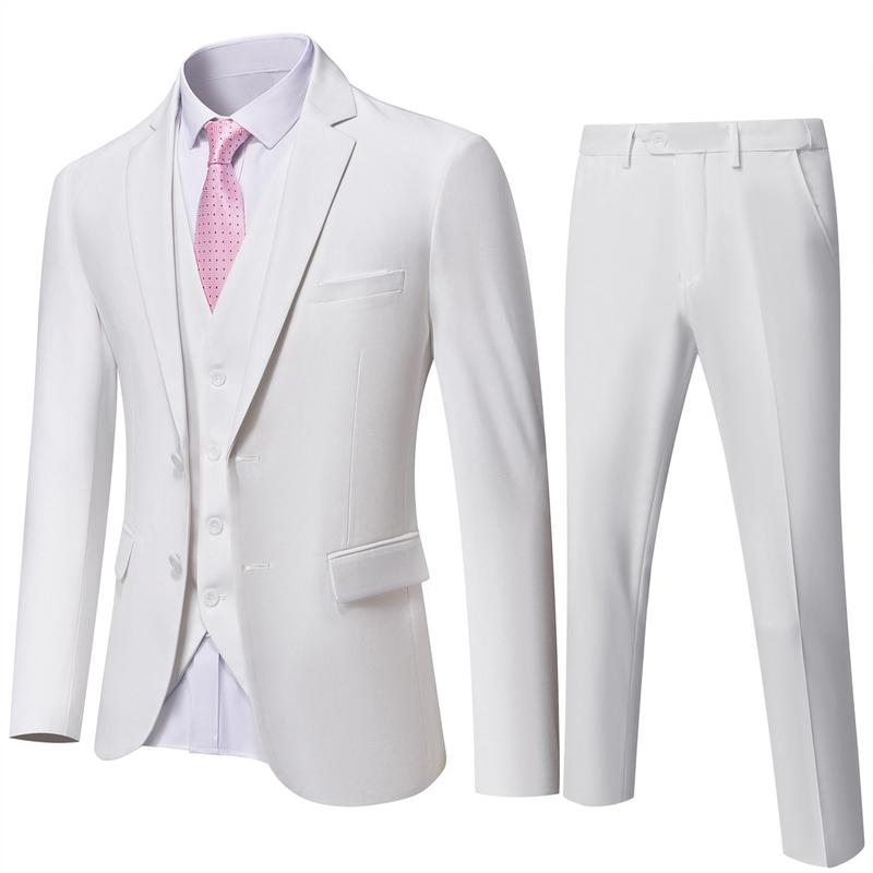 Stylish man wearing a Palermo three-piece suit, exuding sharp style. Ideal men's formal wear for special events.