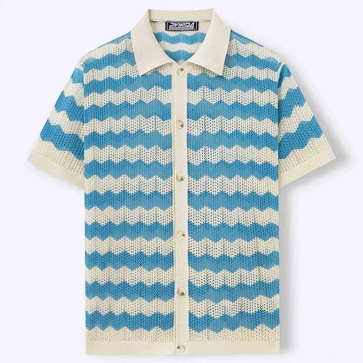 Cool & comfortable men's relaxed button-up shirt, perfect for warm weather vacation wear.