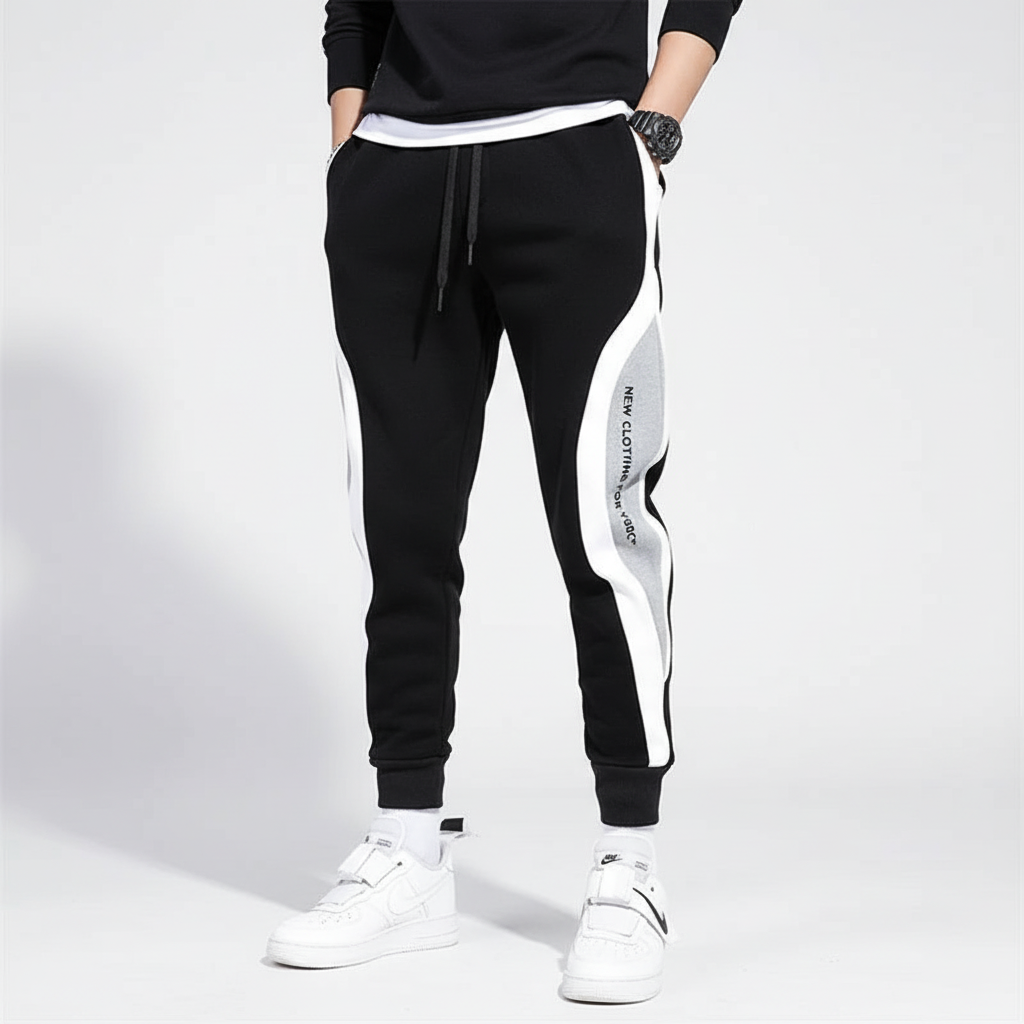 Casual men's trousers, Peter joggers, with distinctive patchwork detail, ideal for comfort and urban style