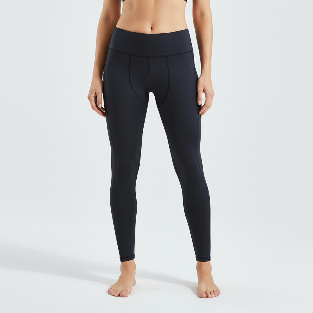 Men's sports pants from a side view, emphasizing the athletic cut and integrated phone pocket.