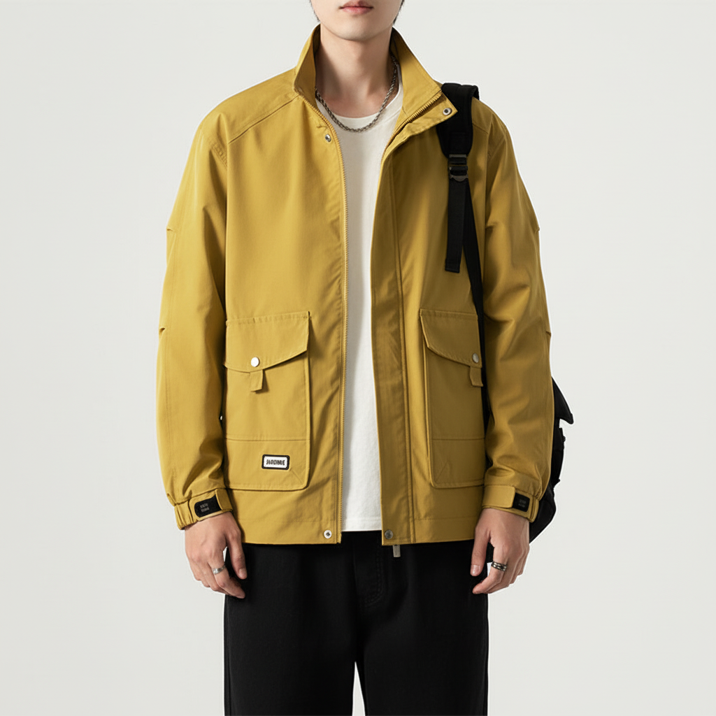 Sporty men's autumn jacket in black, ideal for outdoor activities & training