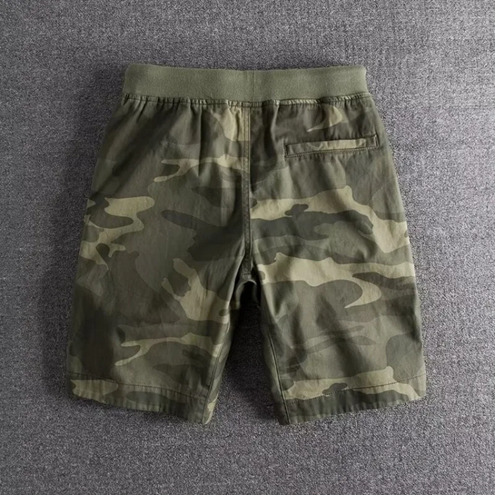 High-performance men's camouflage workout shorts, ideal for gym, running, and active sports.
