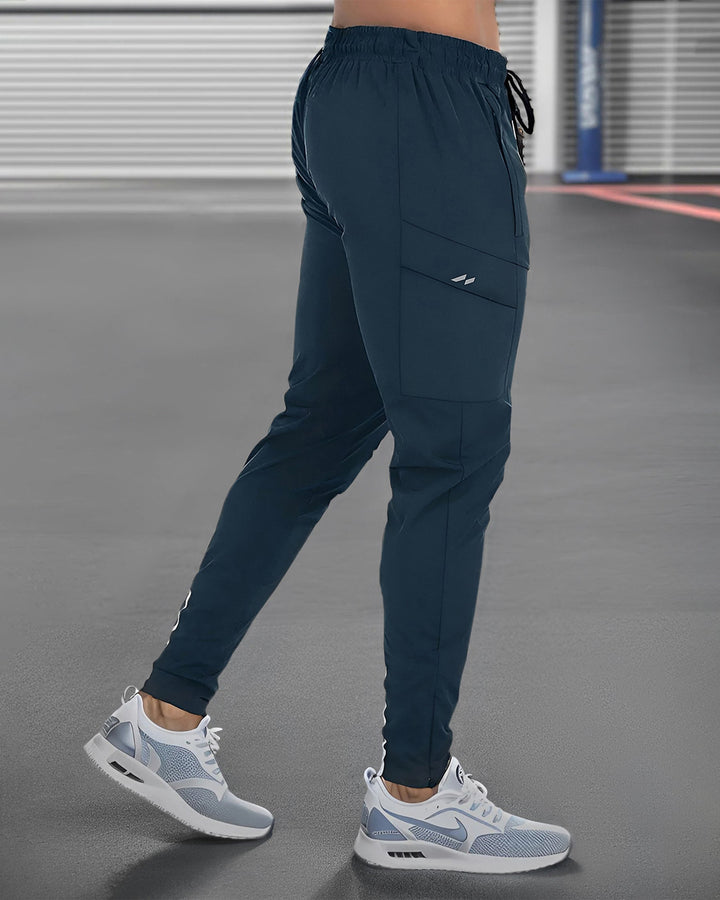 Stylish men's activewear joggers in black, ideal as workout bottoms & casual pants.