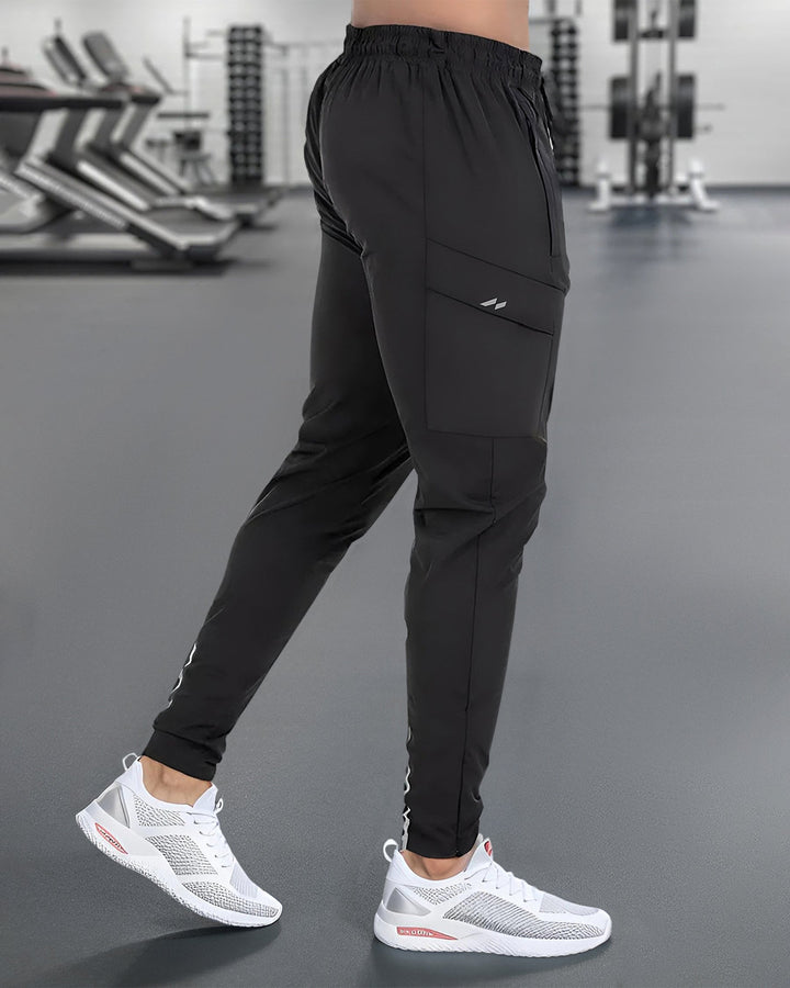 Men's gym wear joggers with comfortable elastic waistband and drawstring for active lifestyles.