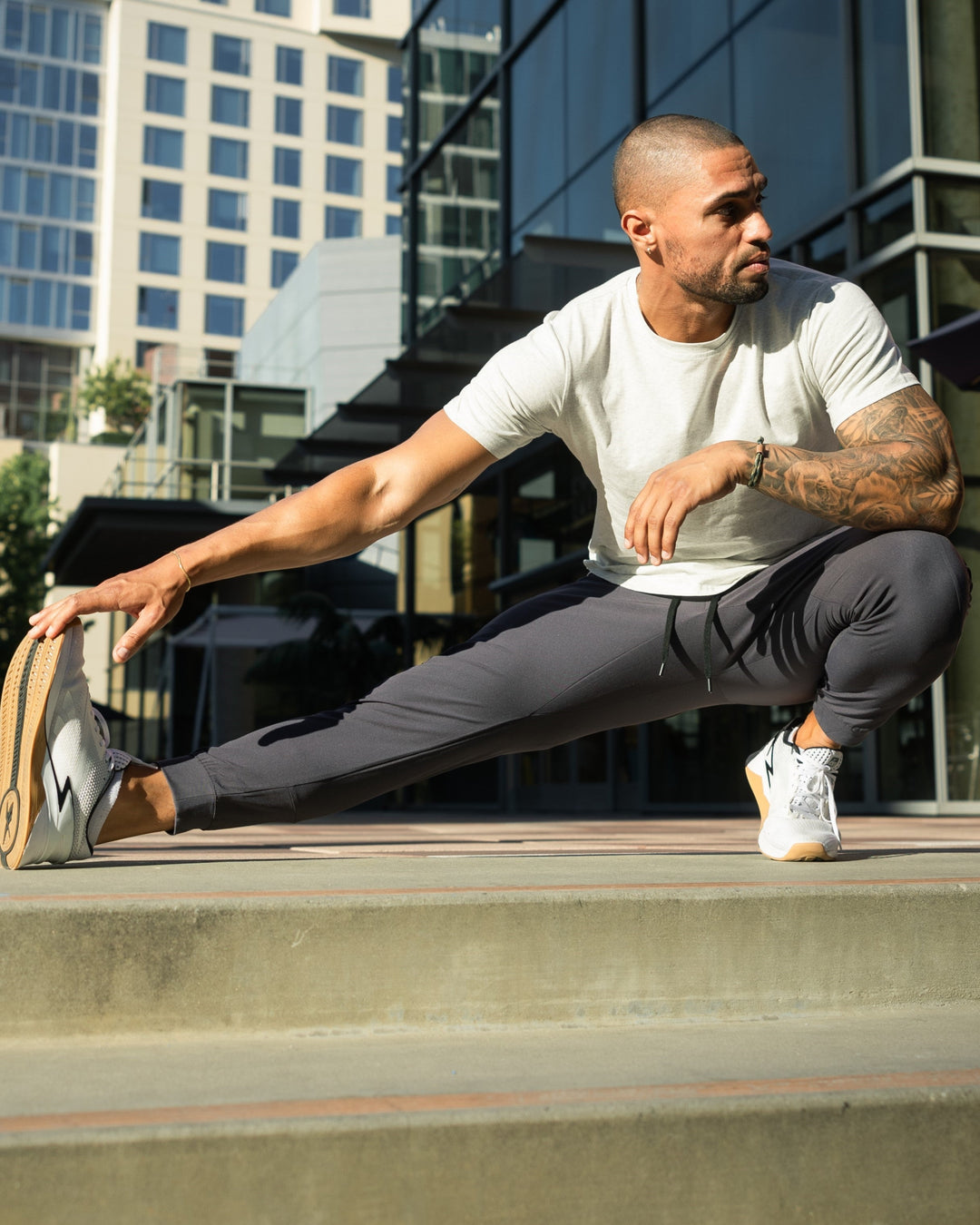 Men's performance joggers paired with athletic top for a complete sporty activewear look.