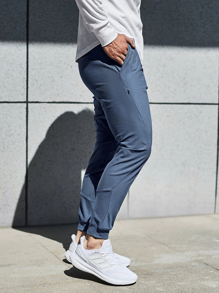 Men's performance joggers with adjustable waist, offering secure & comfortable fit for all activities.