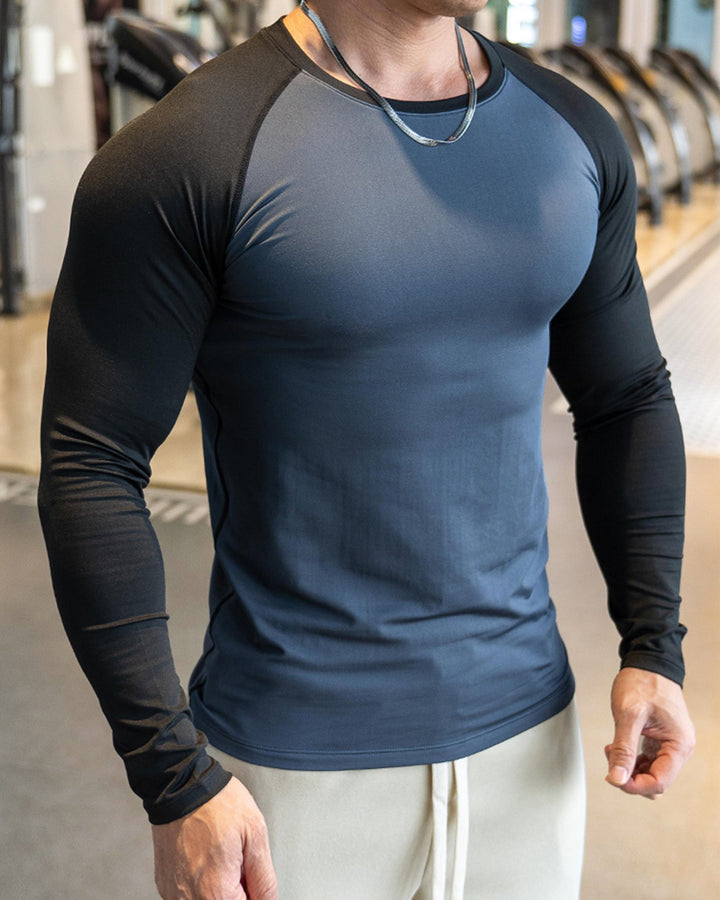 Men's Performance Long Sleeve Shirt with Shoulder Cut for gym & training.