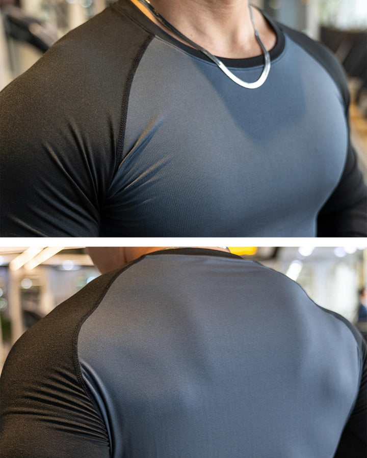 Performance Long Sleeve for Men, shoulder cut, designed for high-intensity workouts.
