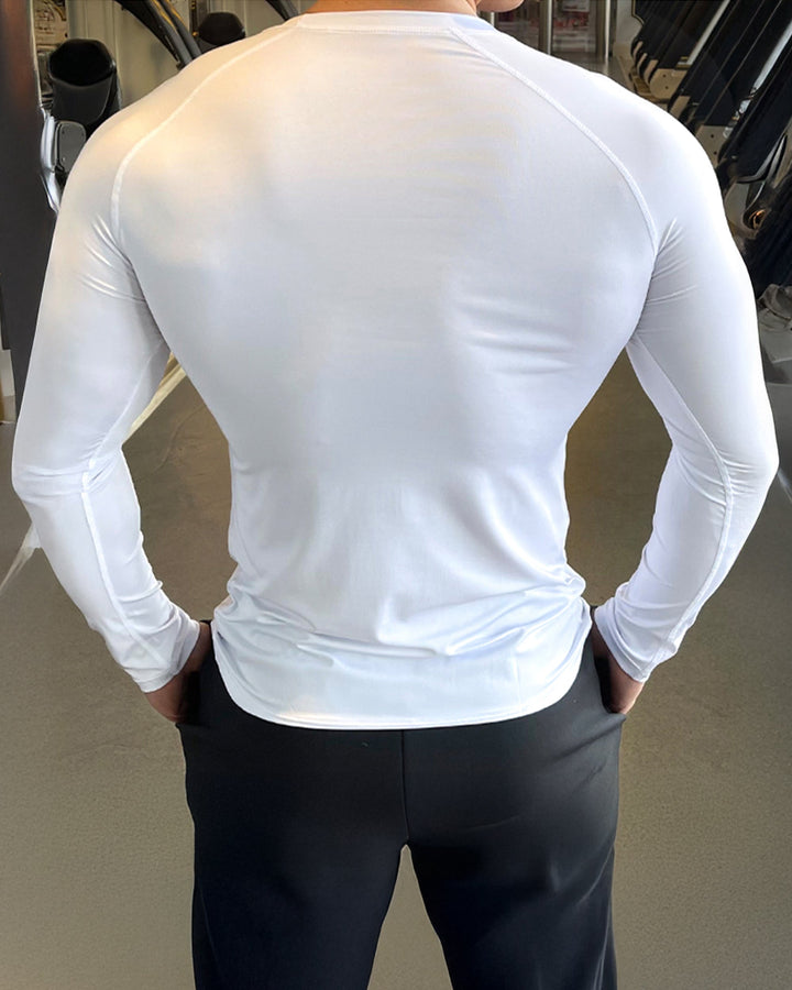 Versatile Men's Long Sleeve, performance fabric, shoulder cut for gym & daily wear.