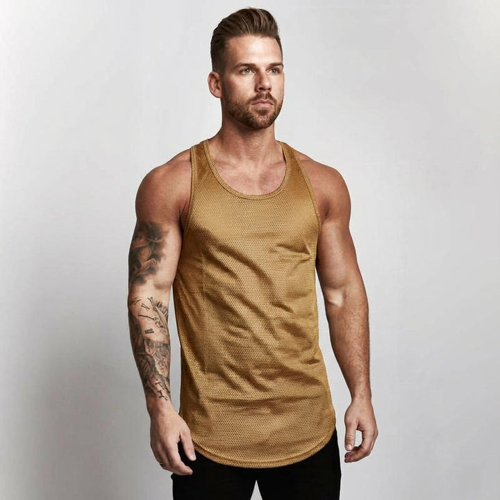Men's gym wear: 'Brandon' Performance Mesh Sleeveless Top, comfortable and breathable
