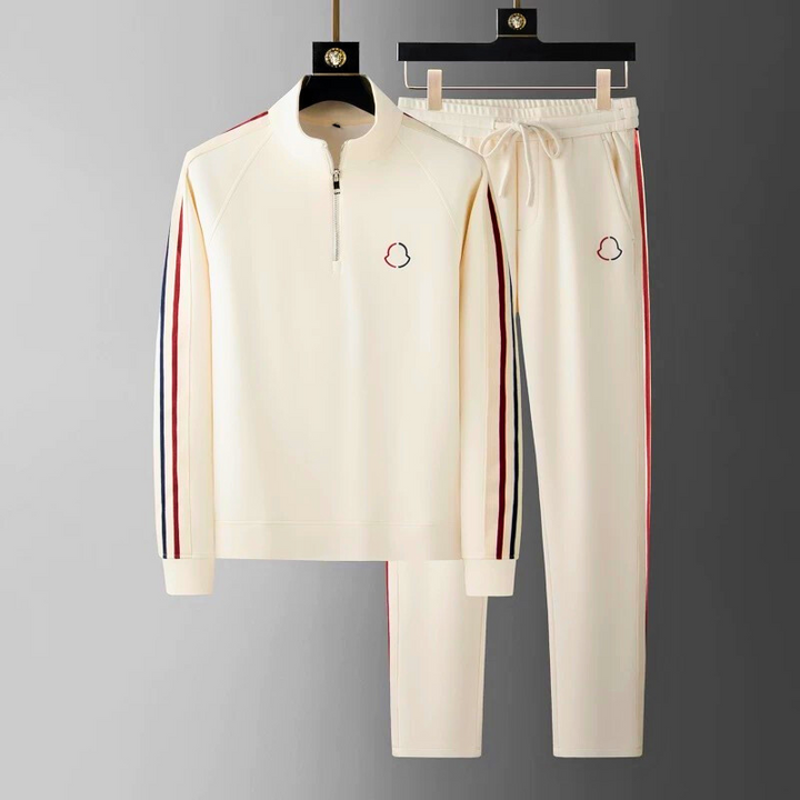 Blue men's performance quarter-zip set. Comfortable tailored fit for active men.