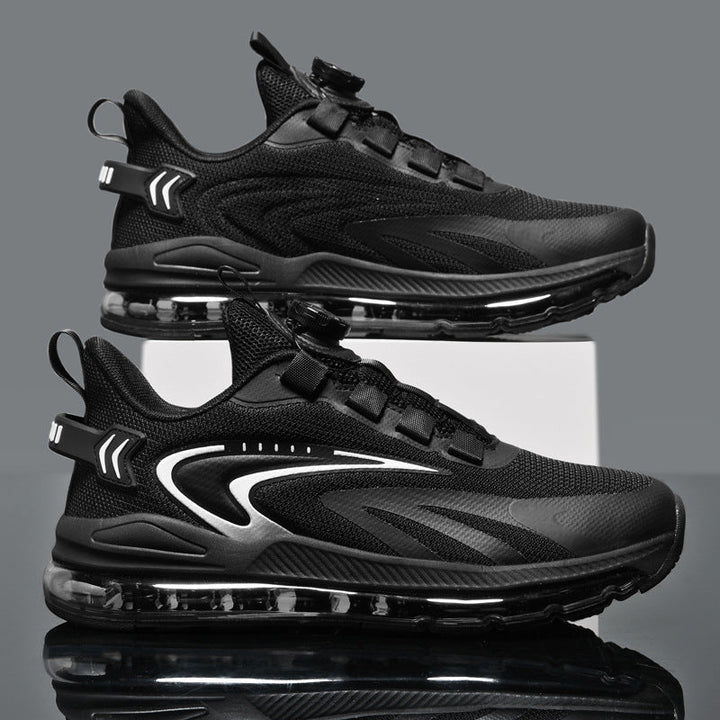 White men's athletic running shoes featuring cloud cushioning for ultimate comfort & support.