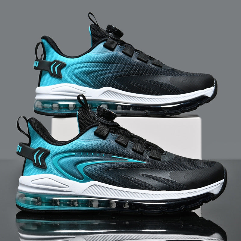 Black men's training sneakers, breathable & cushioned for gym workouts, running, or walking.