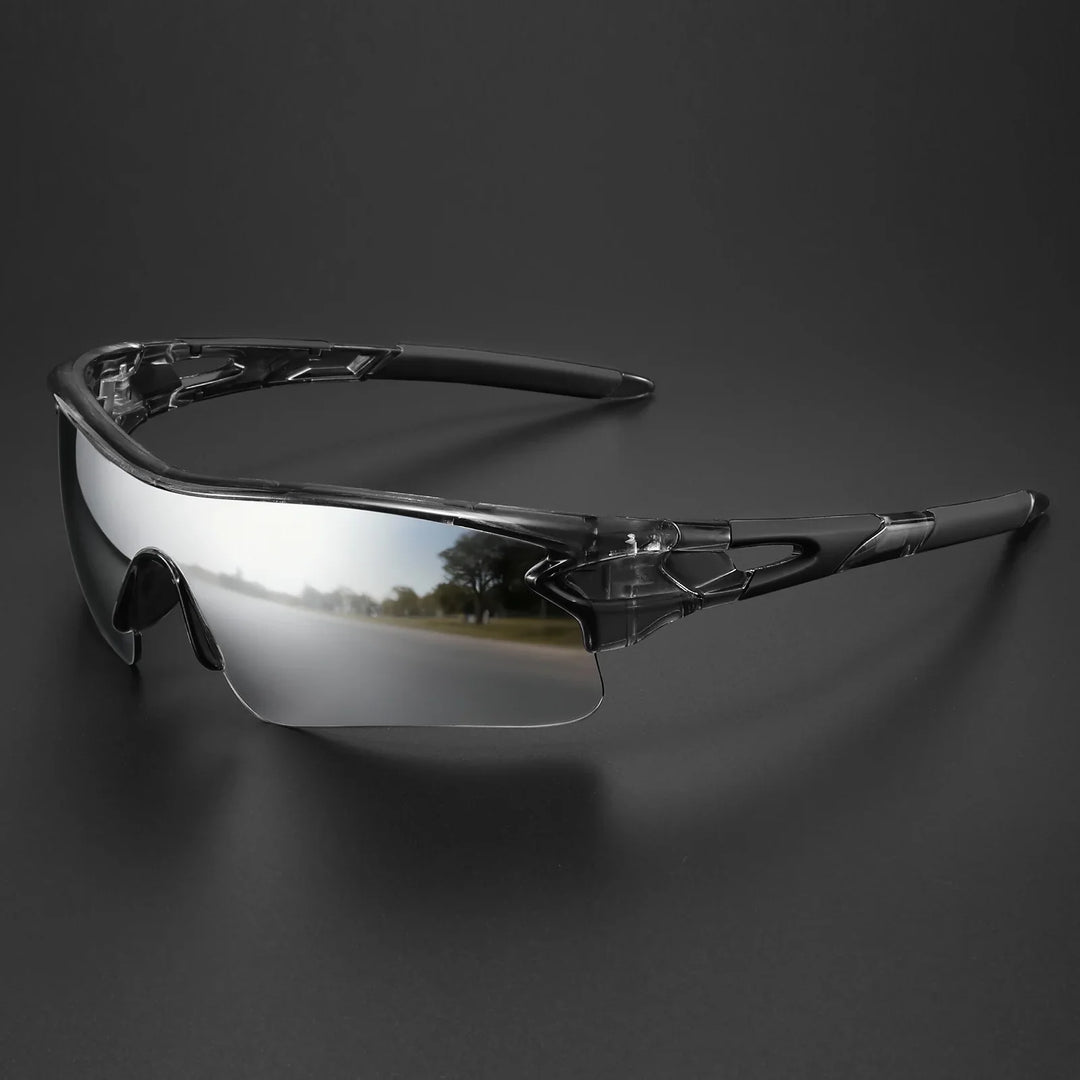 Performance men's sport sunglasses ensuring clear vision with anti-glare & UV protection for active outdoor use.