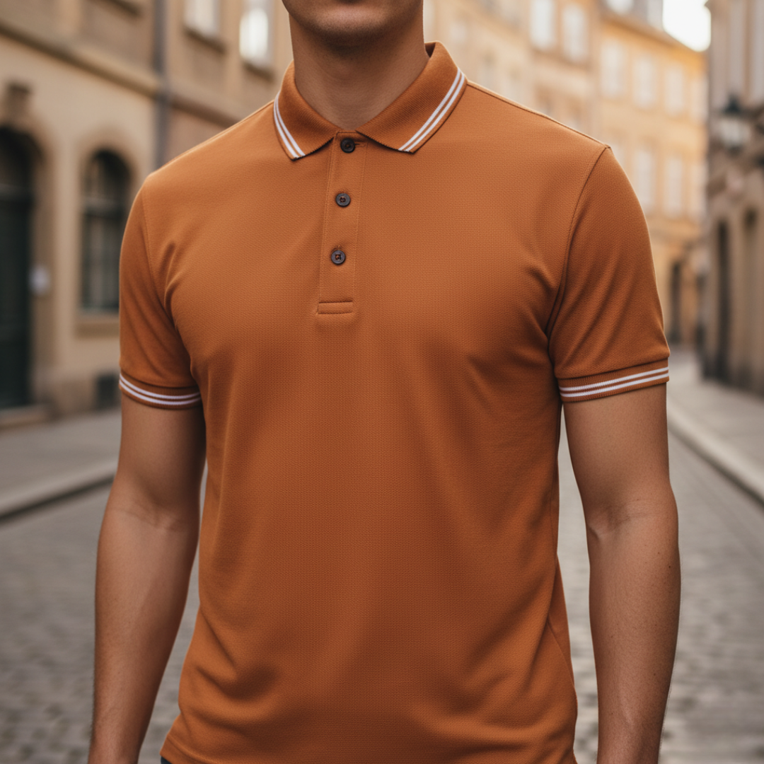 This men's tipped polo shirt provides breathable comfort & a stylish tailored fit for summer.