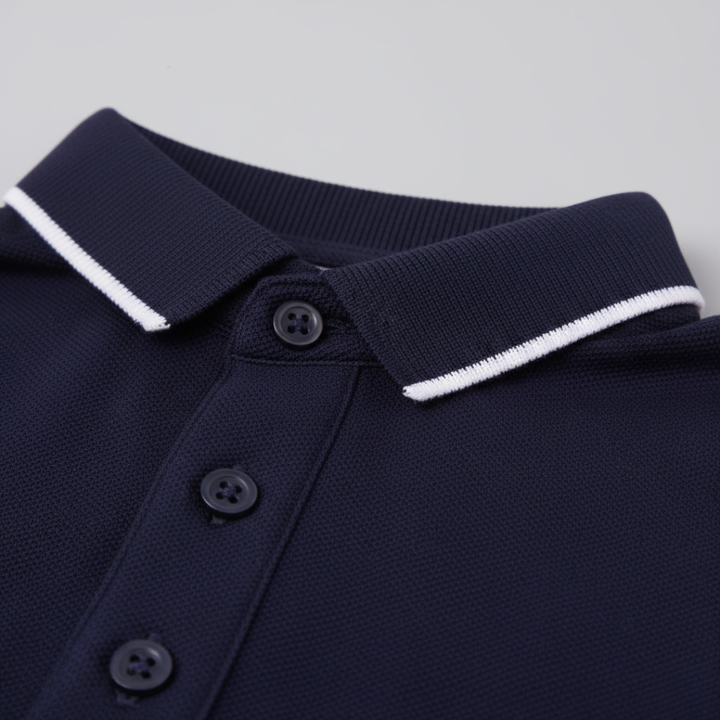 Tailored fit men's tipped polo, a comfortable short sleeve top for modern casual wear.