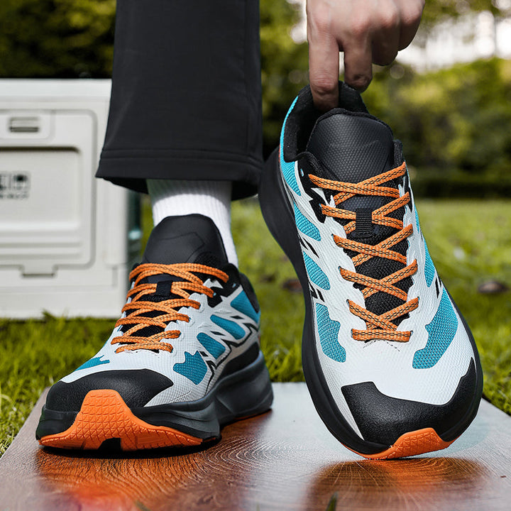 Comfortable men's athletic footwear, ideal for trail running and daily wear, offering great support.