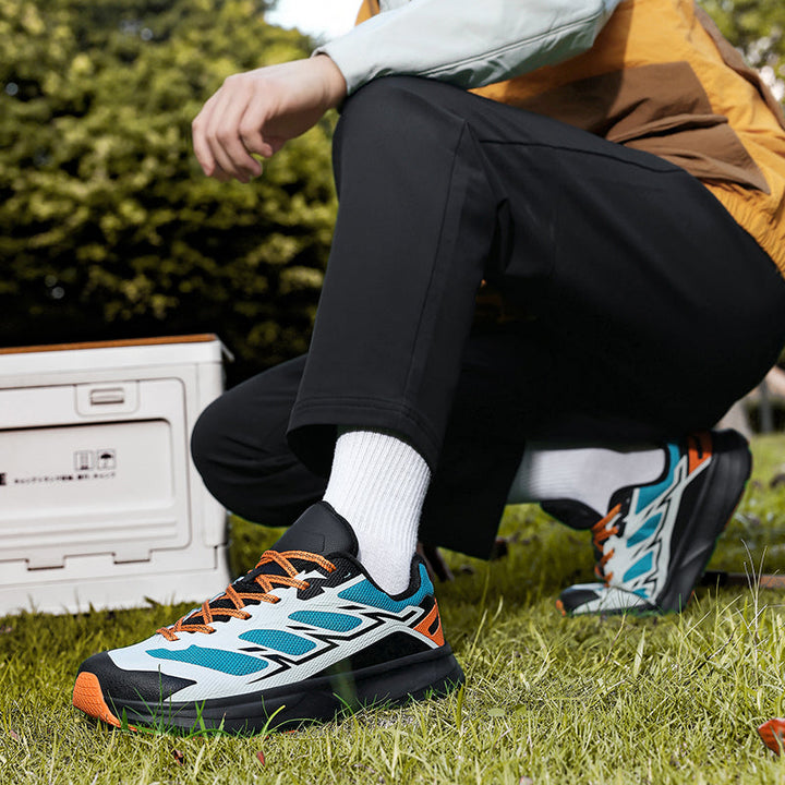 Performance trail shoes for men, featuring a rugged outsole for excellent traction and durability.