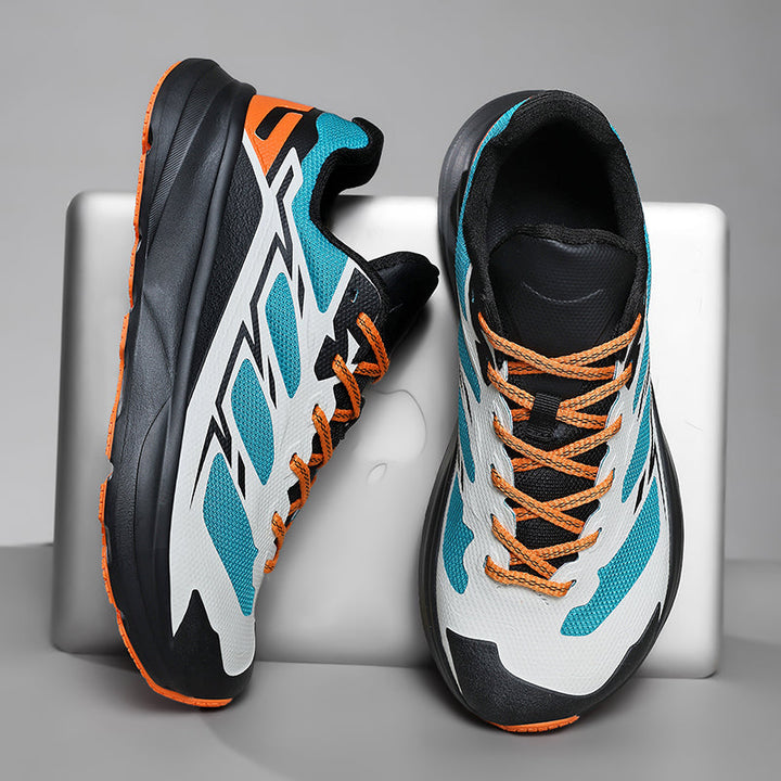 Men's outdoor athletic footwear with advanced cushioning and supportive structure for long runs.