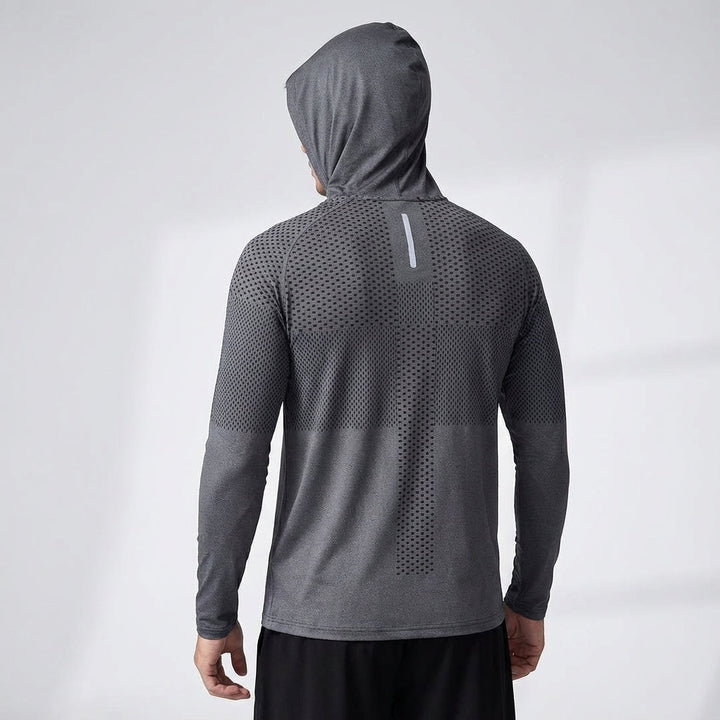 Front view of men's ultimate performance training hoodie, a versatile athletic top.