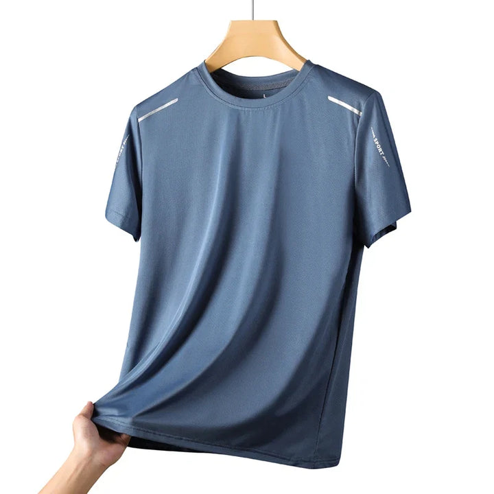 Athletic men's short-sleeve running shirt for training. Moisture-wicking & quick-dry performance activewear tee.