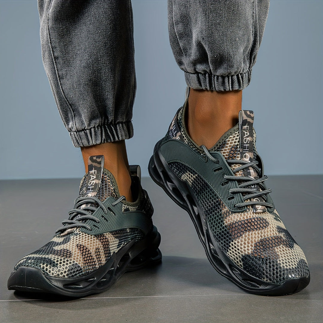 Phantom Camo men's running shoes with mesh upper, stylish & functional for active men.