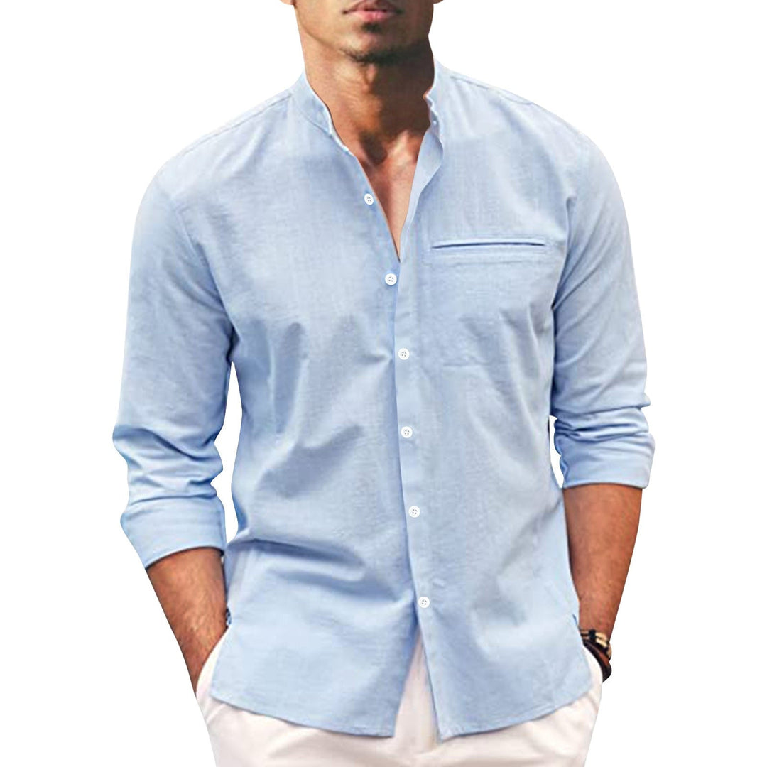 Detail of fabric on men's plus size long sleeve summer shirt